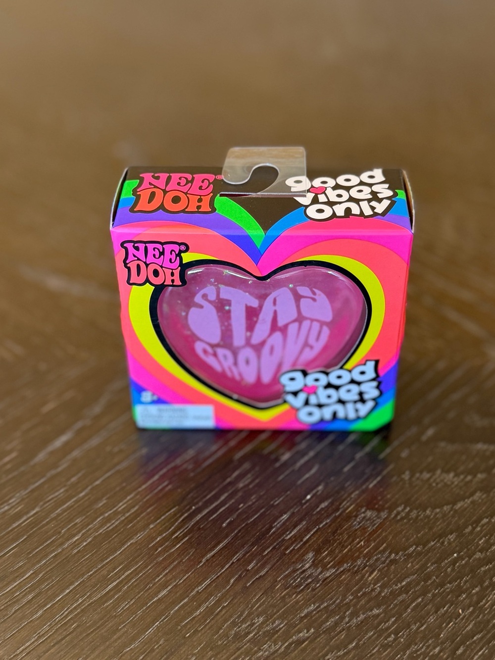 NeeDoh Good Vibes Only Stay Groovy Heart Squishy Stress Toy - Pink